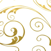 A rectangular sheet of cellophane with a gold swirl pattern for making henna cones
