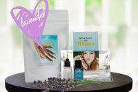 A henna kit with organic henna powder and lavender essential oil for pregnant belly henna