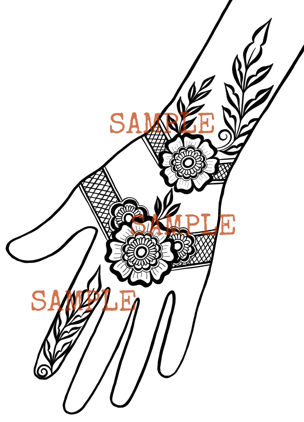 Leaves henna design eBook