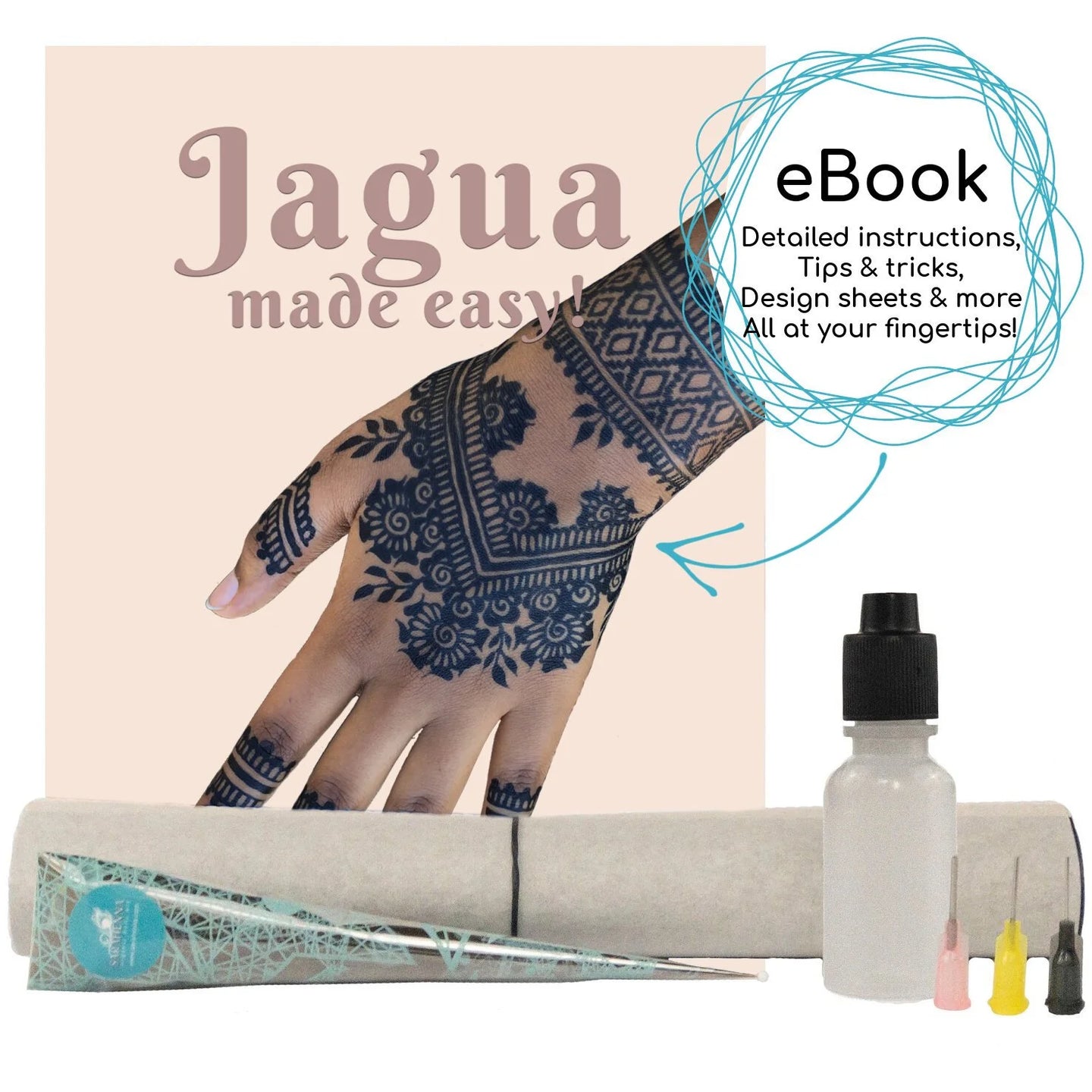 A jagua kit with ready to use jagua gel and complete instructions