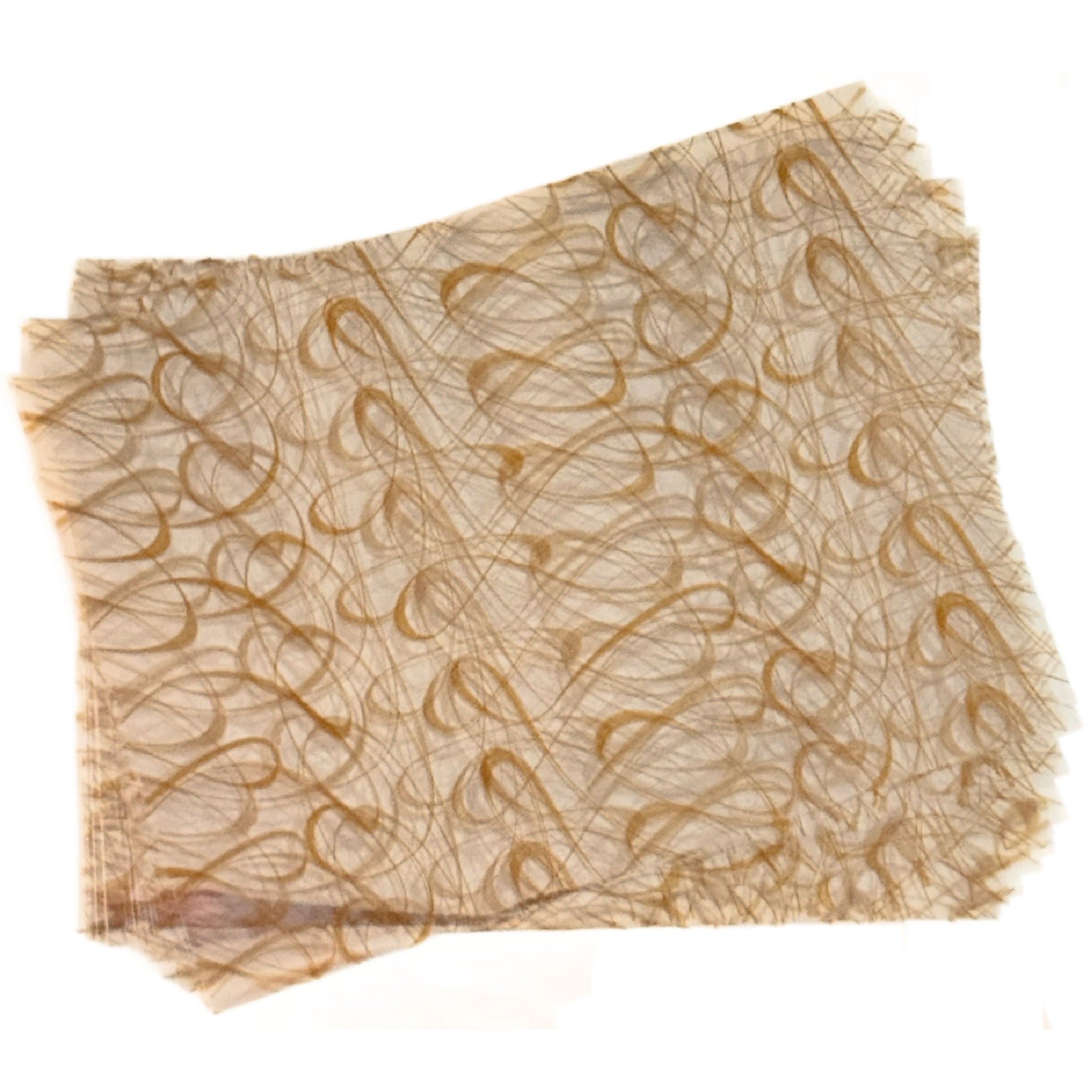 cellophane sheets with a gold swirly pattern