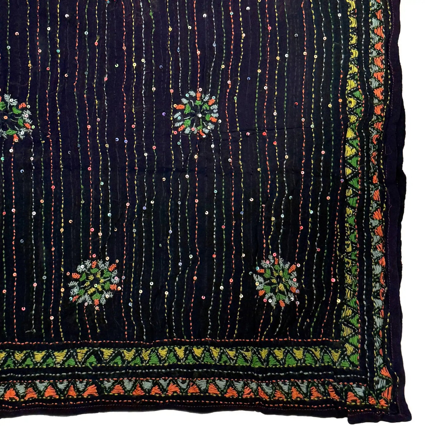 Vintage Dupatta: Black+Green