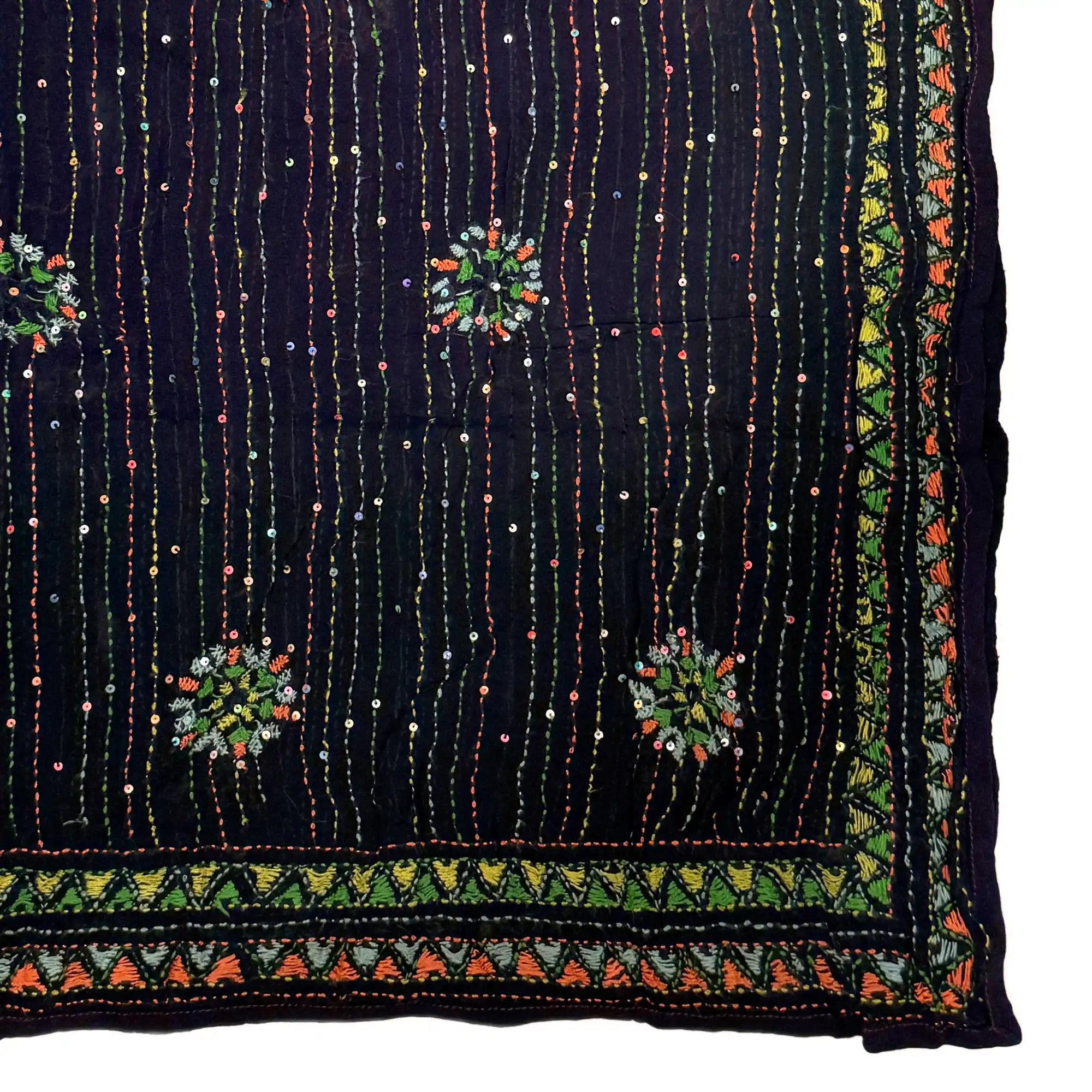 Vintage Dupatta: Black+Green