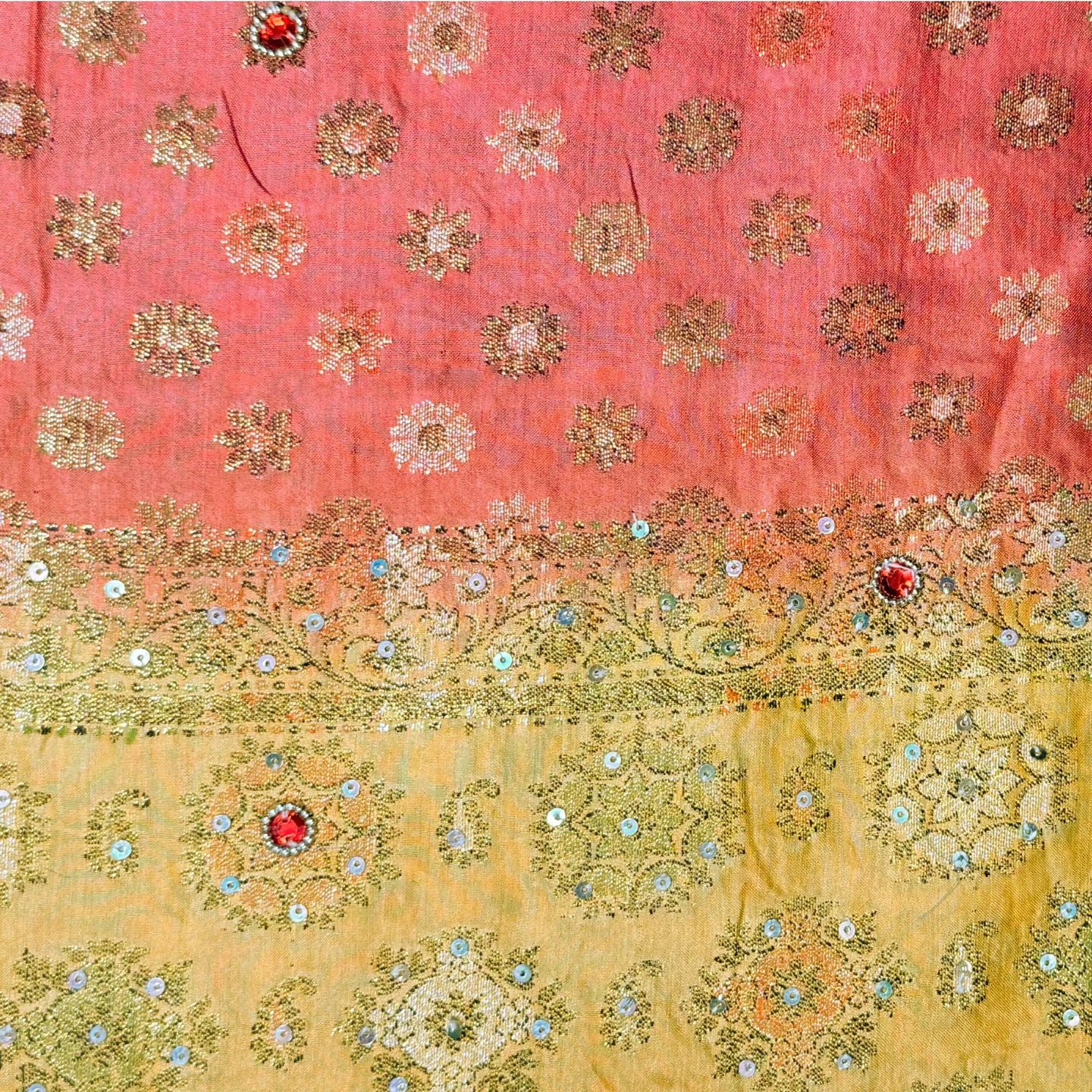 Vintage Dupatta: Coral+Apricot