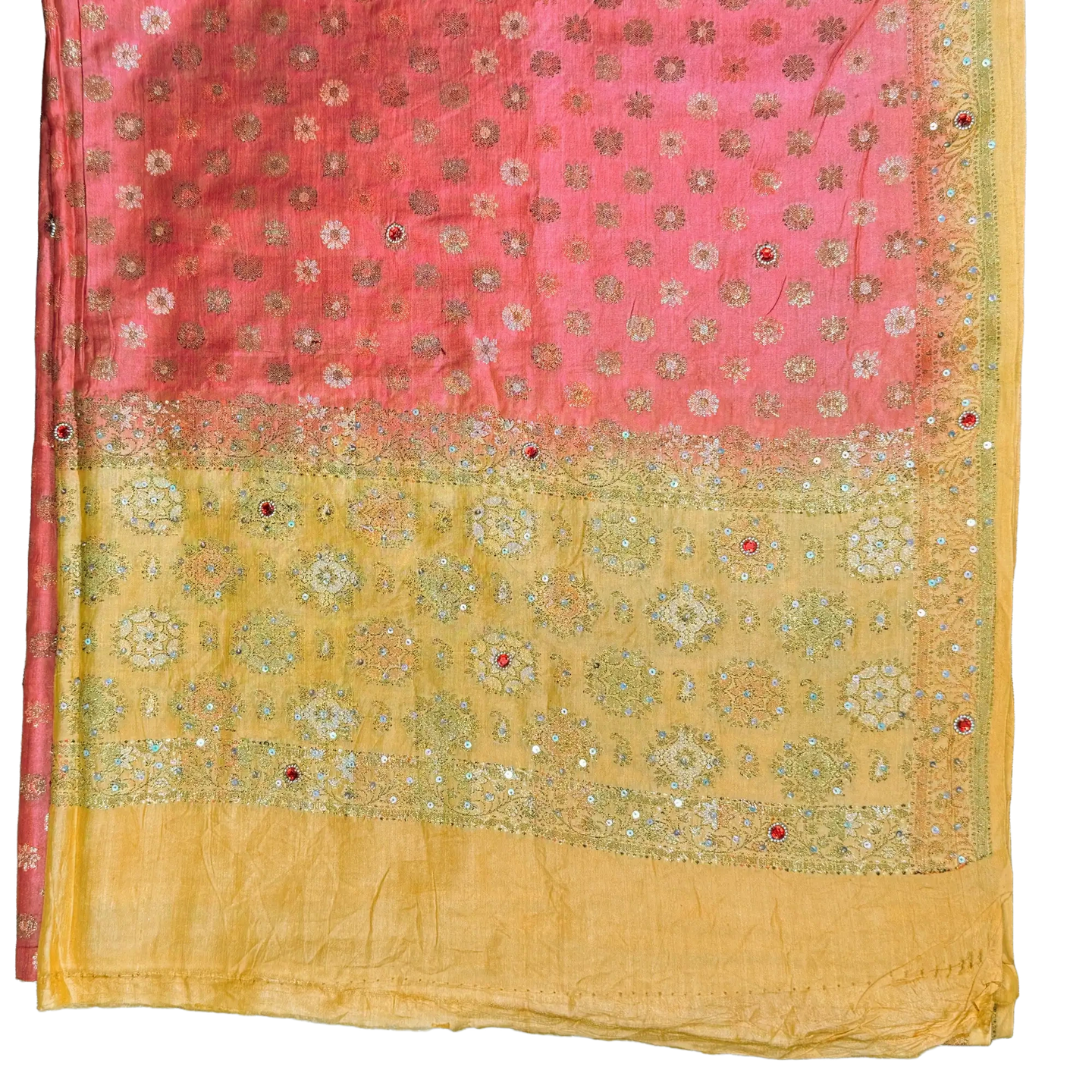 Vintage Dupatta: Coral+Apricot