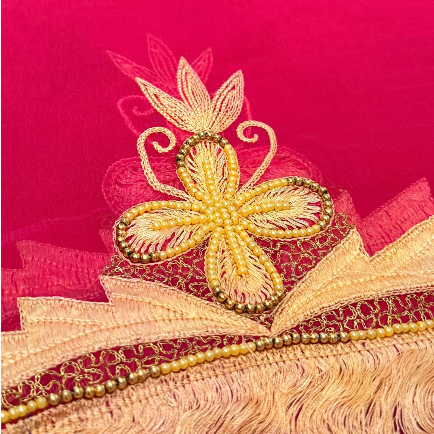 Vintage Dupatta: Pink+Gold #1