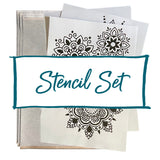 Set of stencils for henna with mandala designs on a white background